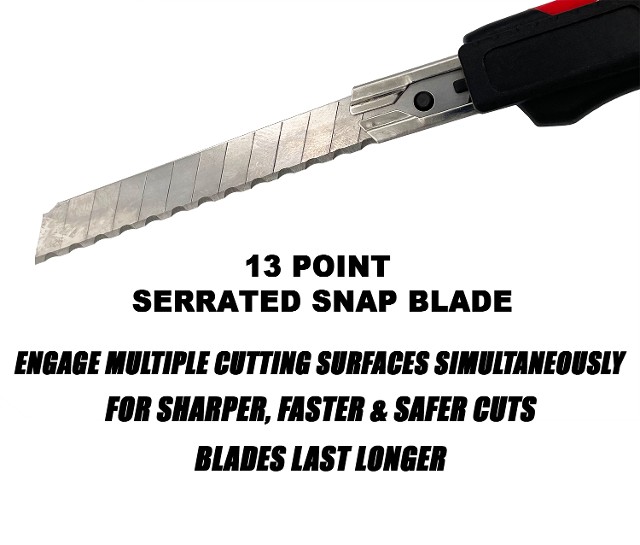 Rapid Edge 18mm Snap-Off Utility Knife with 8 Rapid Edge Serrated Razor  Knife Blades and Acetone-Resistant Soft Grip Handle (6 Pack) 